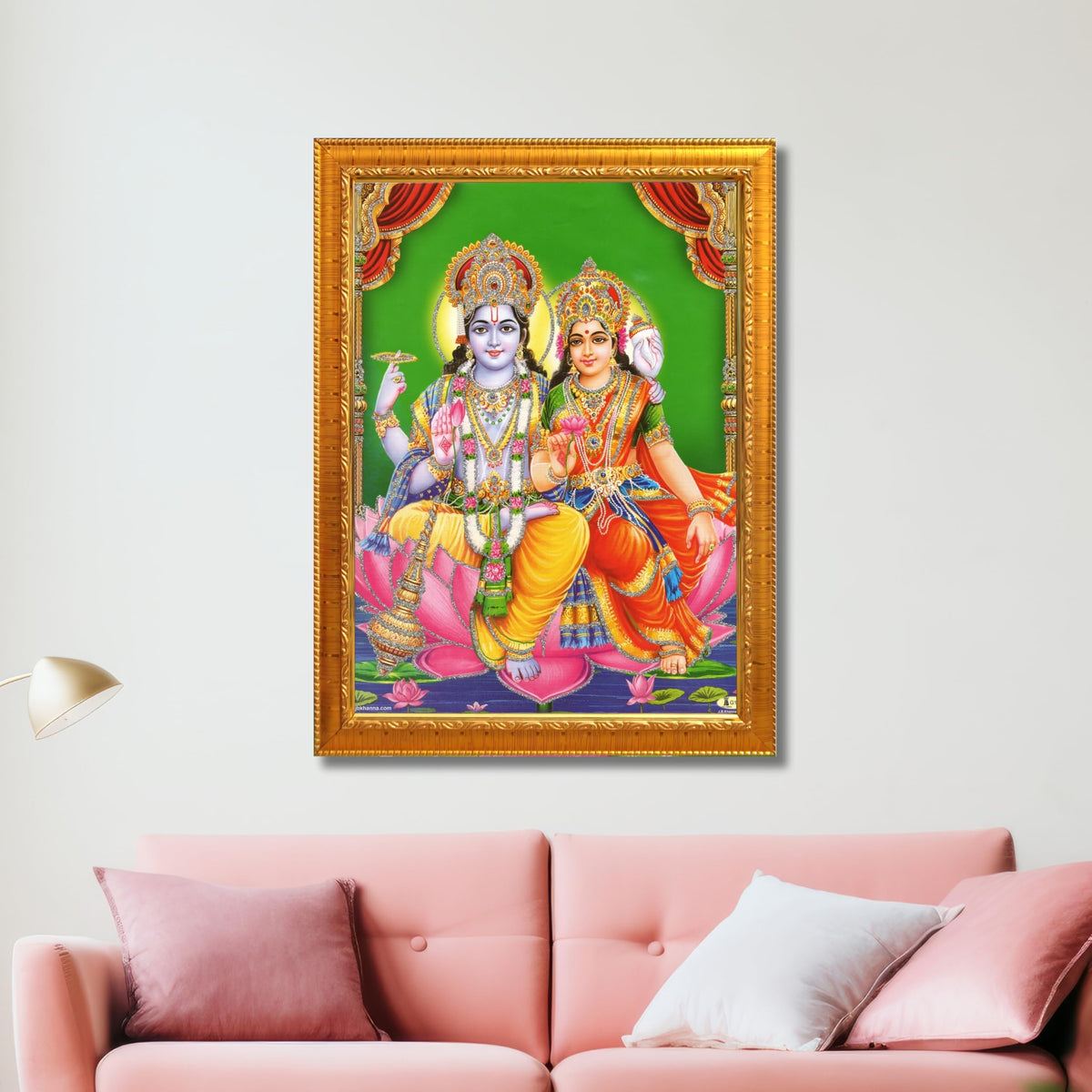 CRAFT QUEST Lord Vishnu and Goddess Lakshmi Giving Blessing on Shesh naag, Glitter Painting