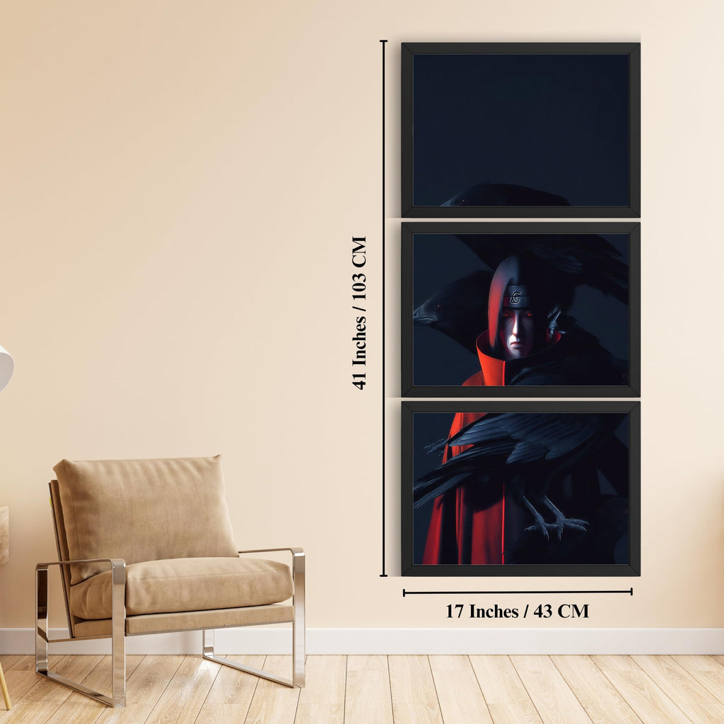 VENUXE ARTS Set Of 3 Anime Characters Wall Framed |Anime Characters Framed Poster for Living Room Bedroom Gaming Room Studio Wall Decor
