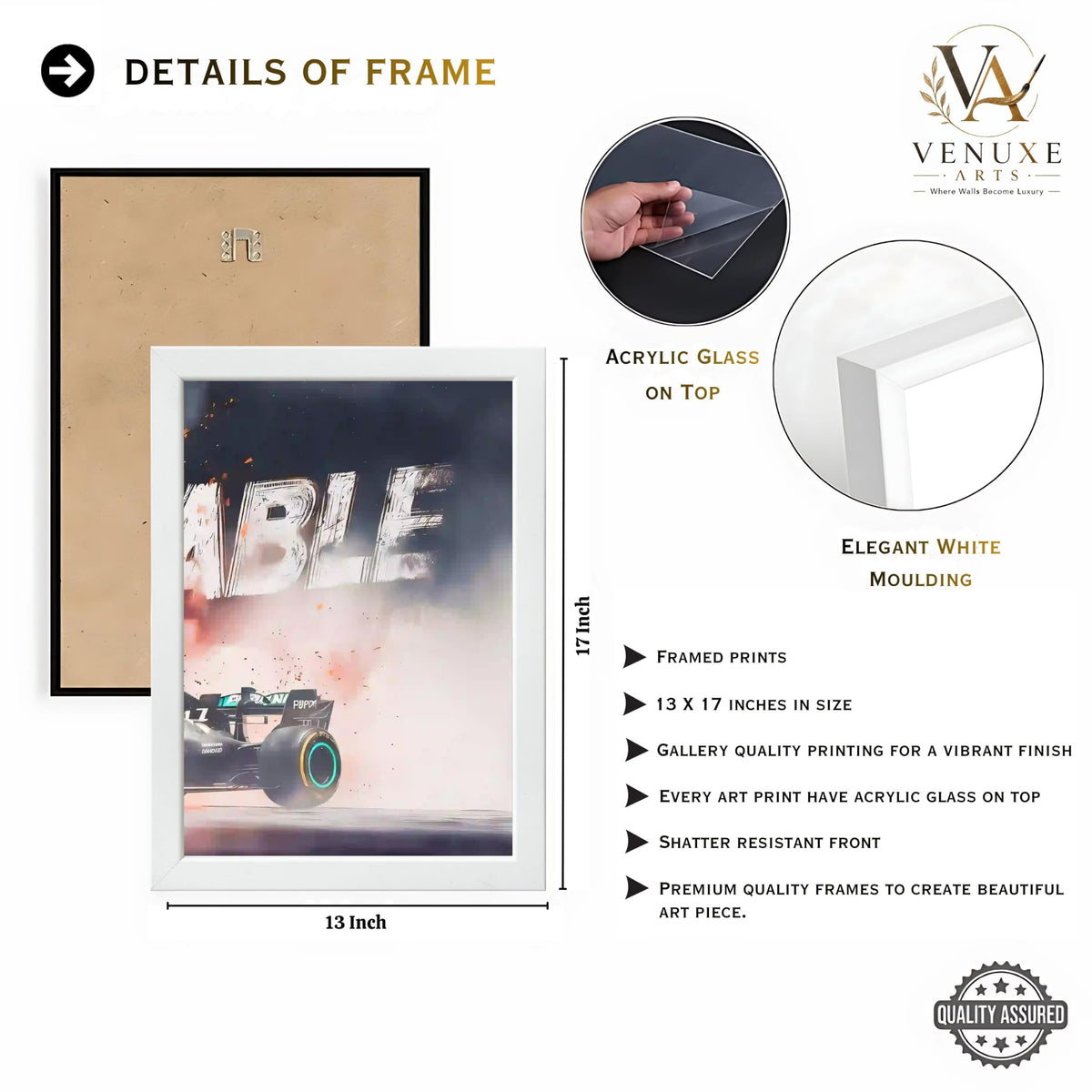 VENUXE ARTS Set Of 3 Big Sports Cars Framed Posters Gift Items for Boys Room Wall Decoration Bedroom Living Room Office Studio Décor | Car Poster Frame for Wall Décor