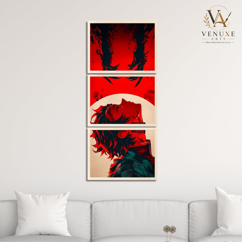 VENUXE ARTS Set Of 3 Anime Characters Wall Framed |Anime Characters Framed Poster for Living Room Bedroom Gaming Room Studio Wall Decor