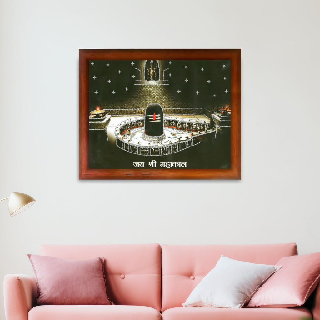 CRAFT QUEST Mahakal Jyotirling Photo With Frame Ujjain Mahakaleshwar Bholenath Photo Frame, Religious Photo Frame