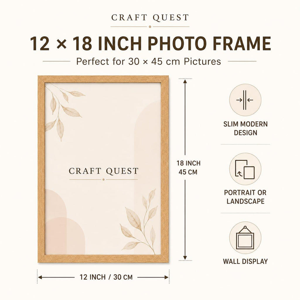 CRAFT QUEST 4X6 Inch Size synthetic Wall Mount Photo frames Single For Home Decoration, Living Room, Office Decoration (Natural, Set of 1)