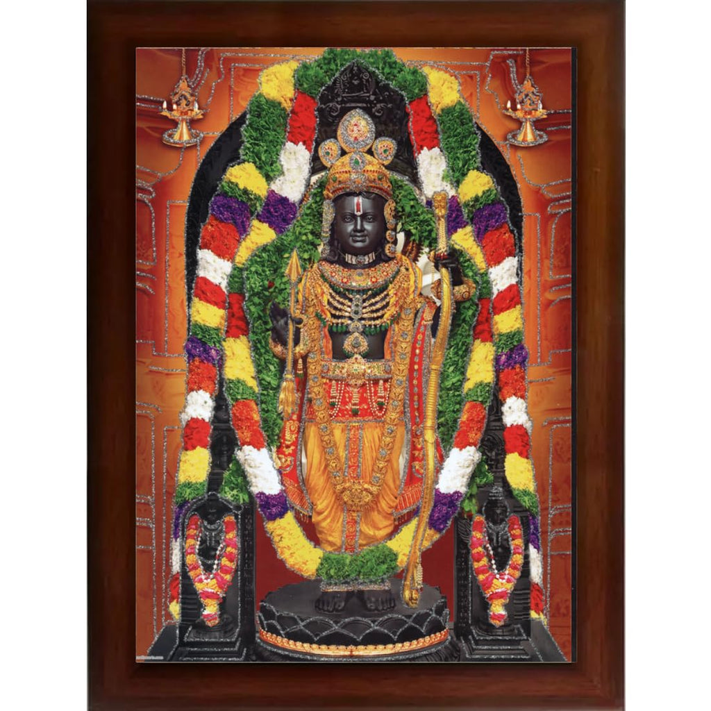 CRAFT QUEST Ayodhya Ram lalla Photo Frame For Wall Decoration Gift Item Painting, Shree Ram Mandir Photo Frame (Large in Size, 14 inch X 10 inch, Brown, Religious)