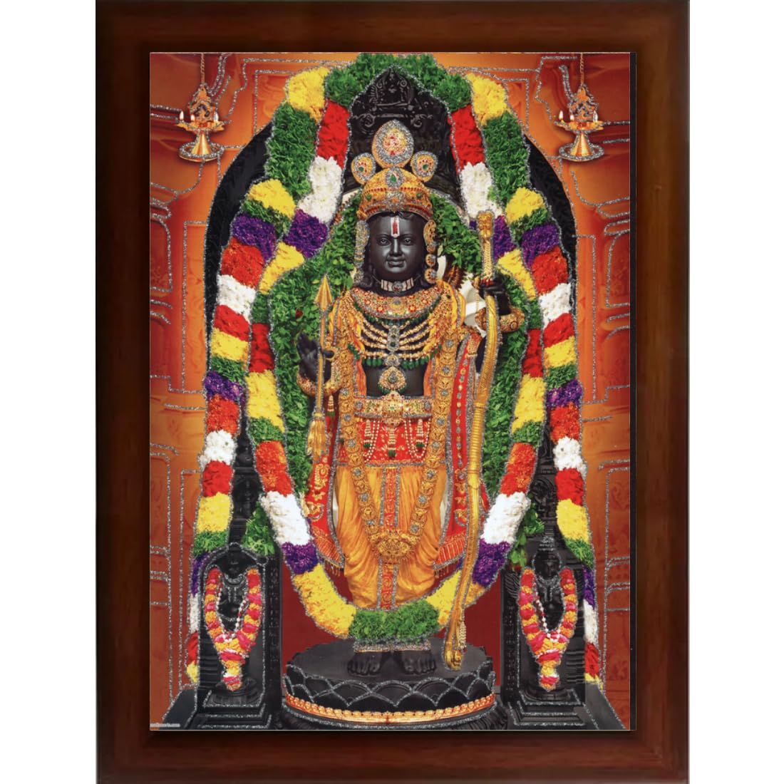 CRAFT QUEST Ayodhya Ram lalla Photo Frame For Wall Decoration Gift Item Painting, Shree Ram Mandir Photo Frame (Large in Size, 14 inch X 10 inch, Brown, Religious)