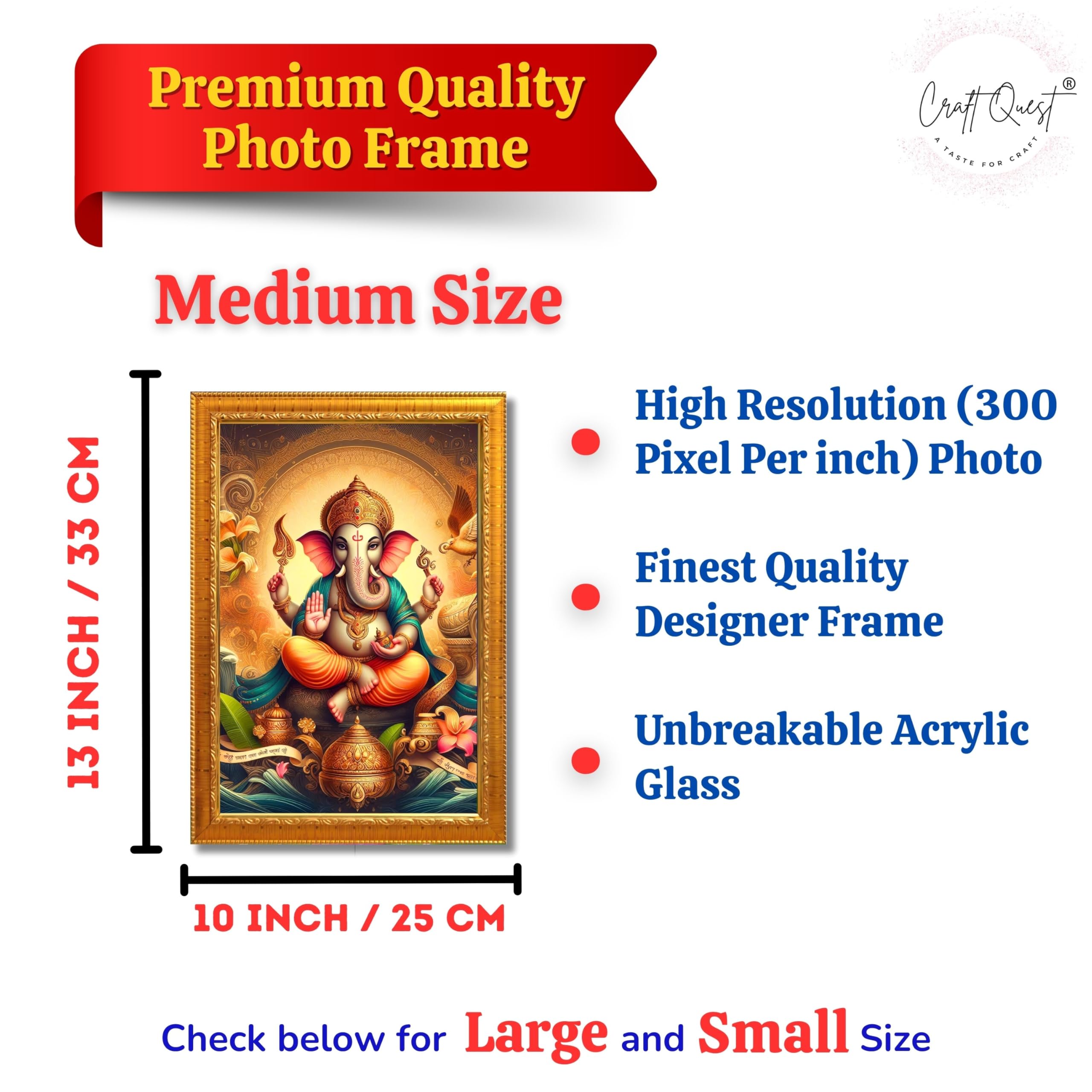 CRAFT QUEST Lord Ganesha Ganesh Ganpati Ganapathi Hanging Wall Painting Framed Home Decor