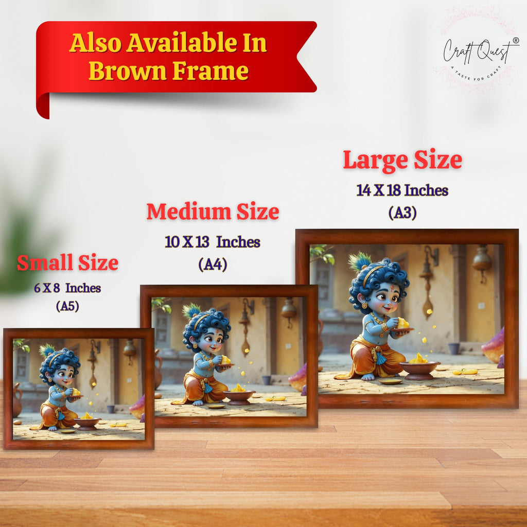 CRAFT QUEST Shri Bal Gopal Painting | Baby Krishna Photo Frame | Krishna Photo Frames for Walls, Home, Living Room and Home Décor