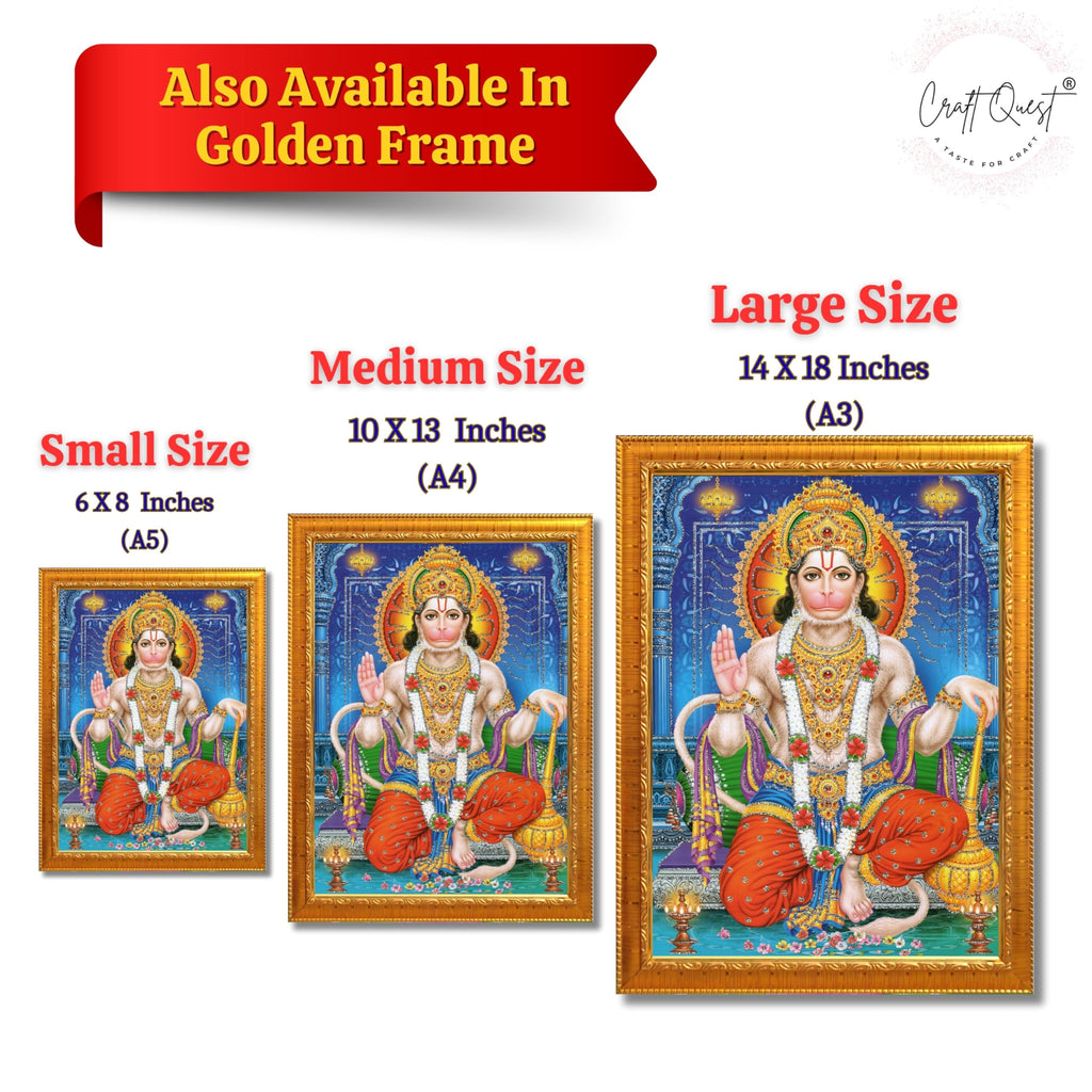 CRAFT QUEST Hanuman JI | Bajrangbali Religious Photo frame Decorative Item Synthetic frame