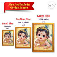 CRAFT QUEST Shri Bal Gopal Painting | Baby Krishna Photo Frame | Walls, Home, Living Room and Home Décor