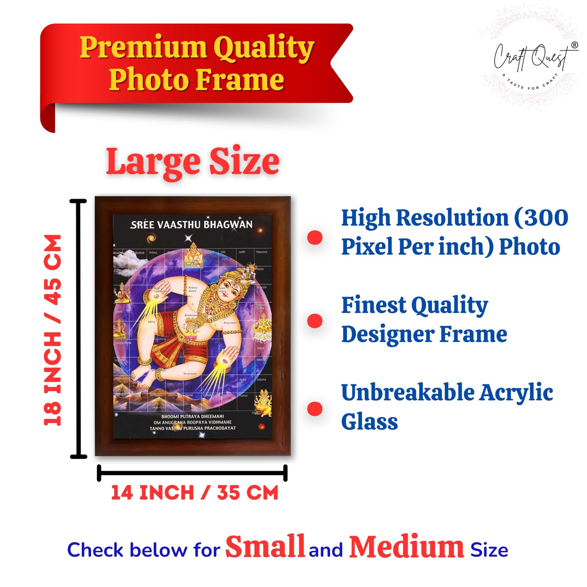 CRAFT QUEST Bhagwan Vastu Purush Bhagavan Vasthu Purusha Wall Painting Photo Framed Home Décor Best Gifting Item