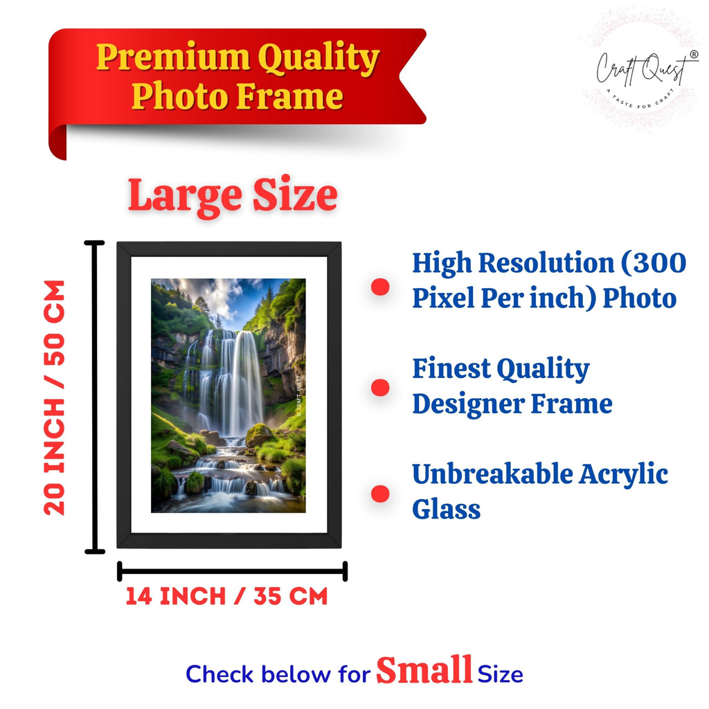 CRAFT QUEST Vastu Waterfall Landscape Scenery Photo Frame With Acrylic Sheet | Living Room, Bedroom | Home Decoration | Best Gifting Option