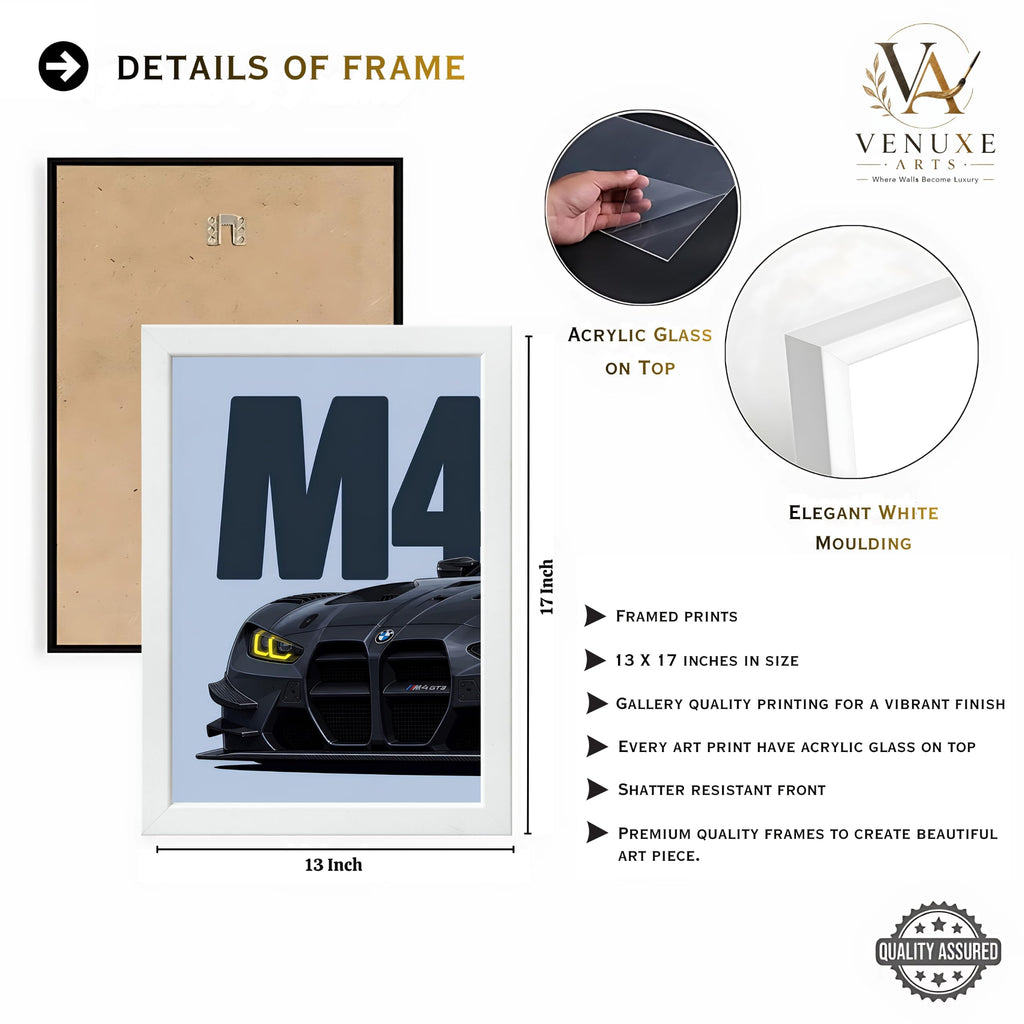VENUXE ARTS Set Of 3 Big Sports Cars Framed Posters Gift Items for Boys Room Wall Decoration Bedroom Living Room Office Studio Décor | Car Poster Frame for Wall Décor