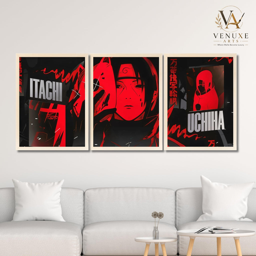 VENUXE ARTS Set Of 3 Anime Characters Wall Framed |Anime Characters Framed Poster for Living Room Bedroom Gaming Room Studio Wall Decor