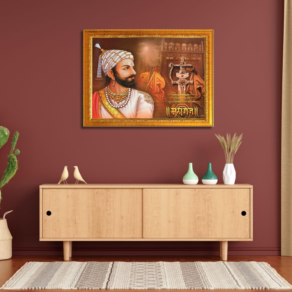 CRAFT QUEST Chhatrapati Shivaji Maharaj photo frame Home Decorative items with synthetic frame