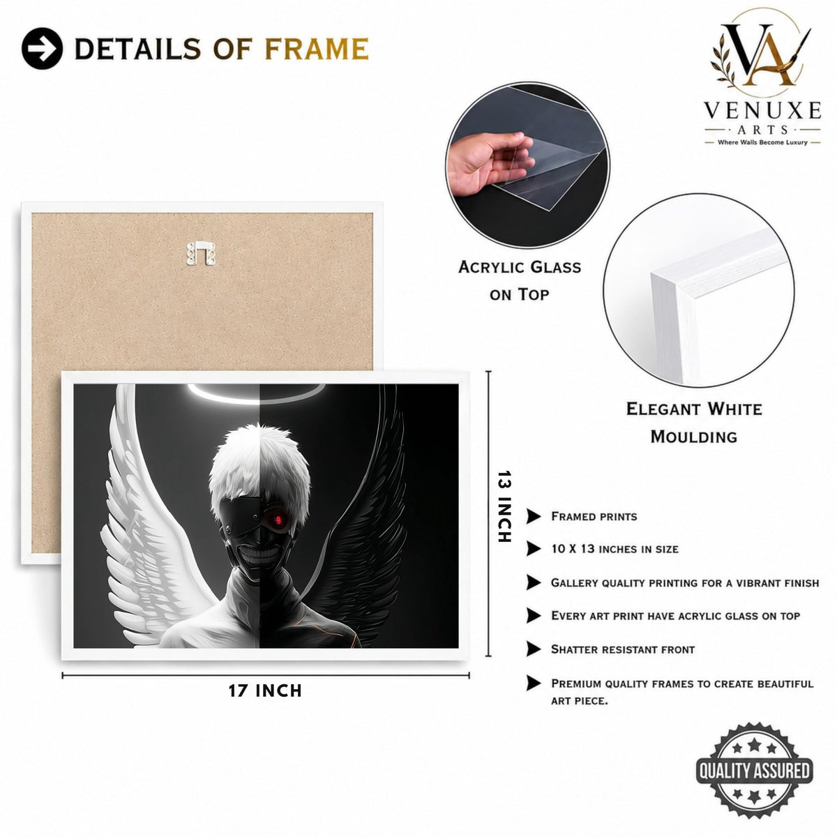 VENUXE ARTS Set Of 3 Anime Characters Wall Framed |Anime Characters Framed Poster for Living Room Bedroom Gaming Room Studio Wall Decor