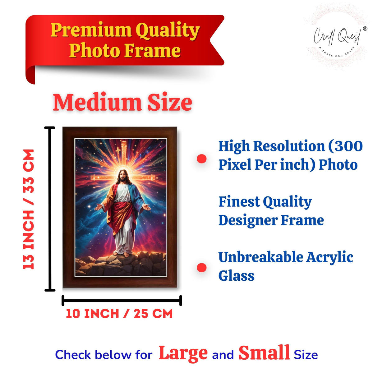 CRAFT QUEST Jesus Christ Photo Frame Jesus Wall Painting Spiritual Christian Wall Décor Item for Room and Prayer