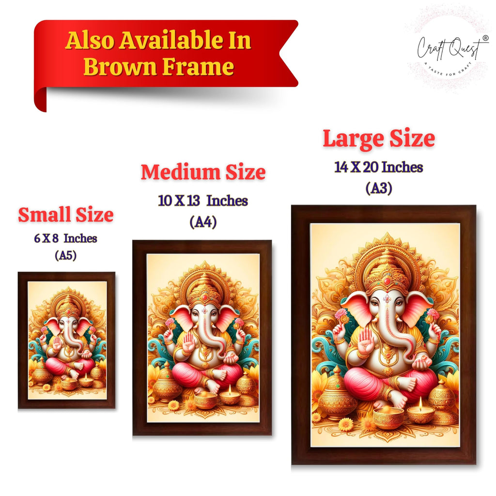 CRAFT QUEST Lord Ganesha Modern Wall Art Painting With Frame For Pooja, Home and Office Decor