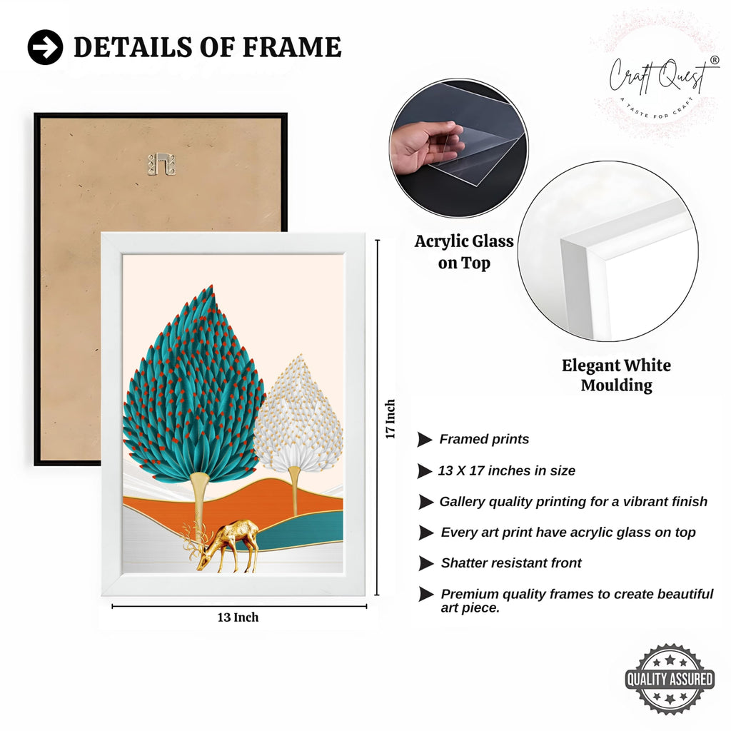 CRAFT QUEST Modern Art Landscapes Sanlian Adornment Abstract Wall Art | Set of 3 Frames for Home Decoration | Ideal for Living Room, Bedroom & Offices