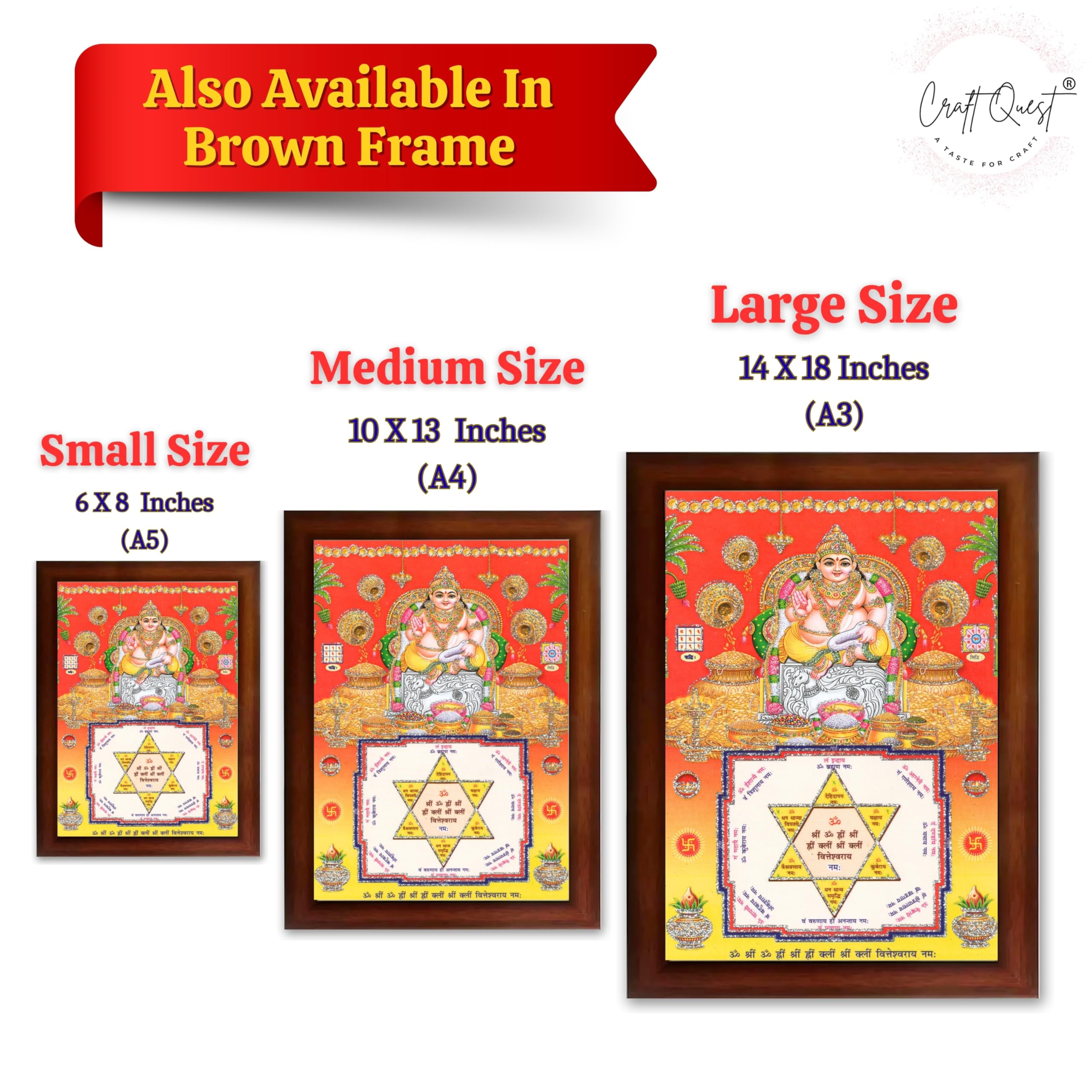 CRAFT QUEST Lord Kubera Swamy Bhagwan Kuber Kubera Wall Painting Framed Home Decor, Religious Photo Frame, Wall Decoration Item