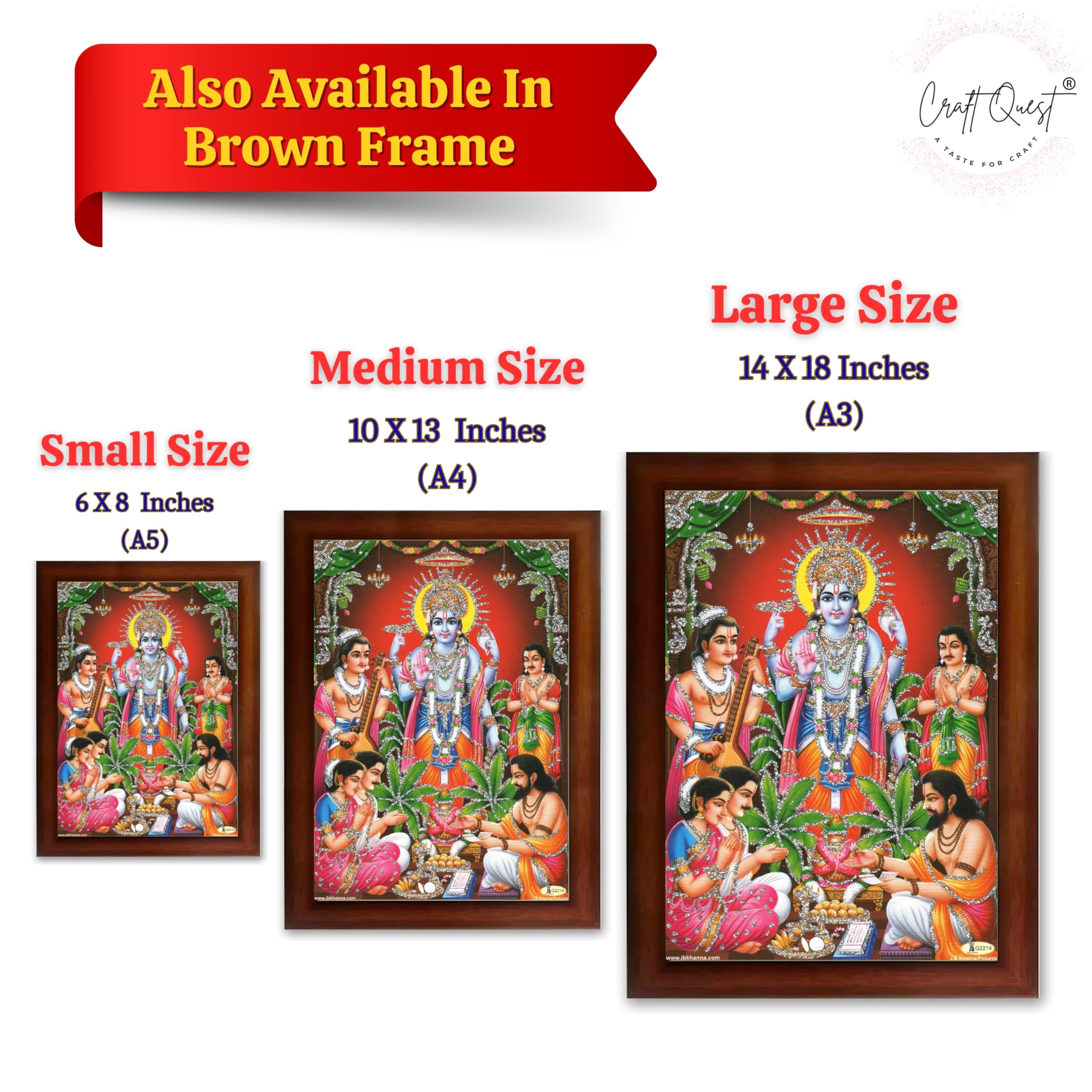 CRAFT QUEST Lord Satyanarayana Swamy Bhagwan Satyanarayan Photo Frame | Religious Photo Frame | Ideal for Home, Office, Temple & Puja Room, Wall Decor