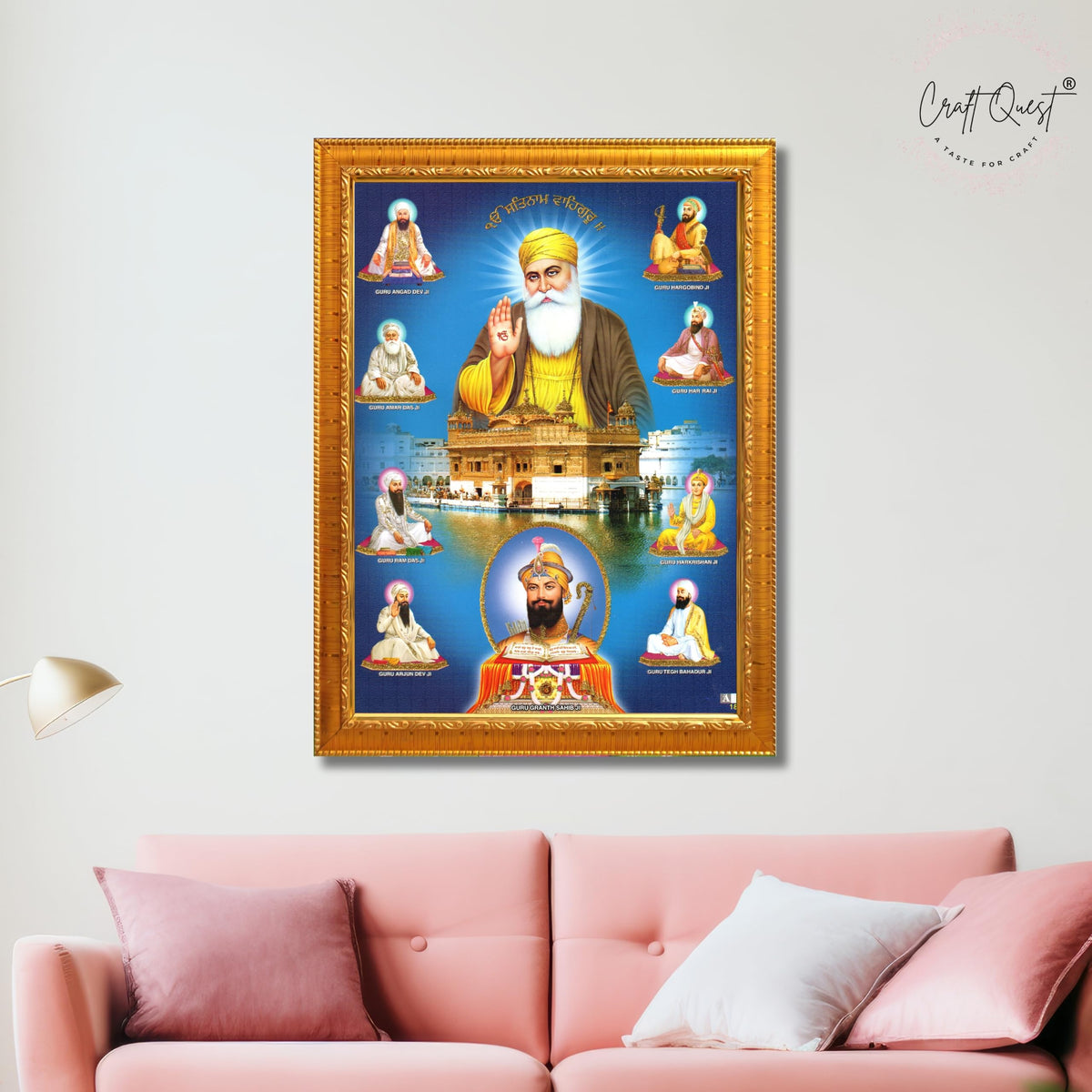 CRAFT QUEST Gurunanak Dev Ji Photo Frame Waheguru Sikh Guru Photo for Home Decor Spiritual Wall Hanging and Living Room Decoration