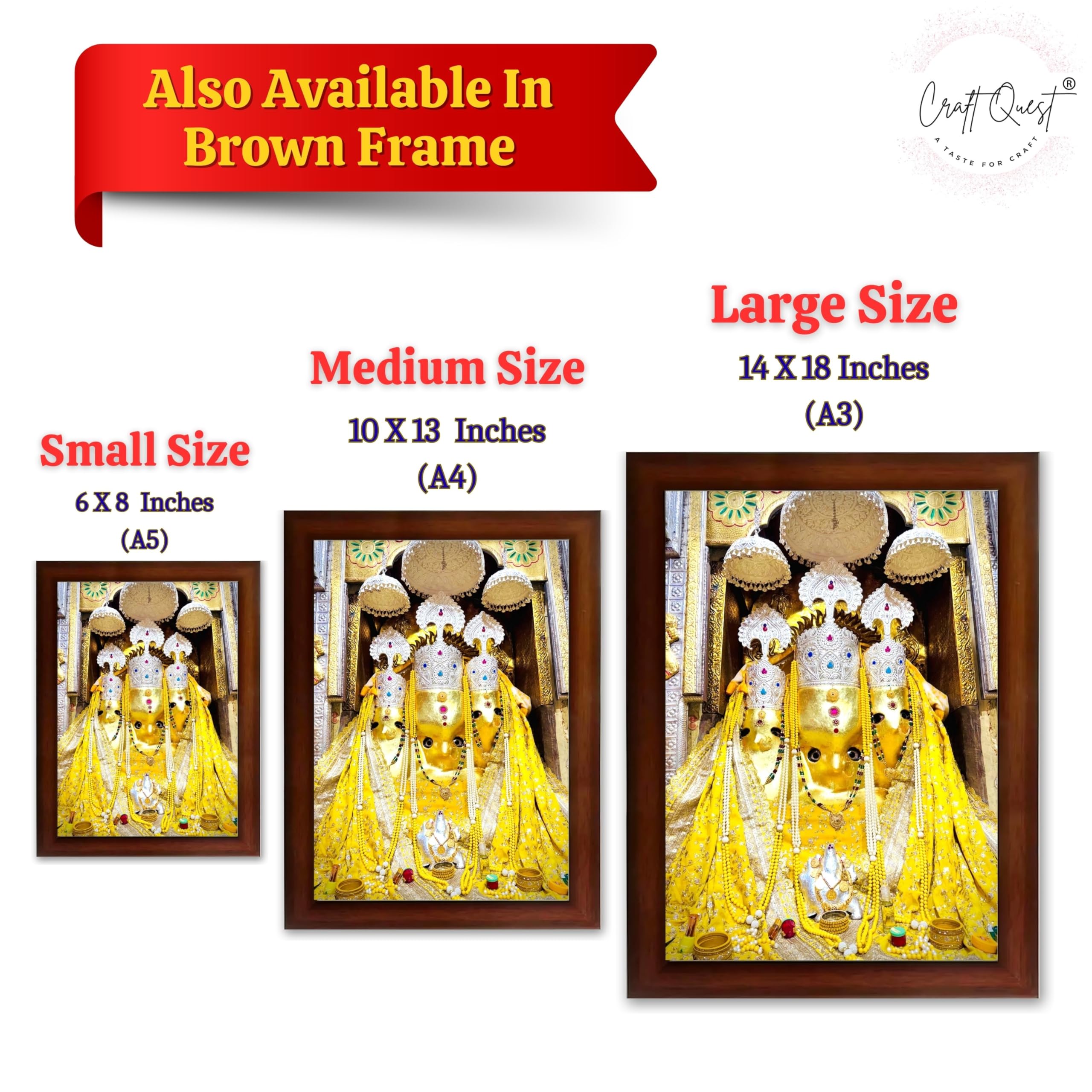 CRAFT QUEST Baglamuklhi maa/mata wodden Religious Photo Frame for Home, Office