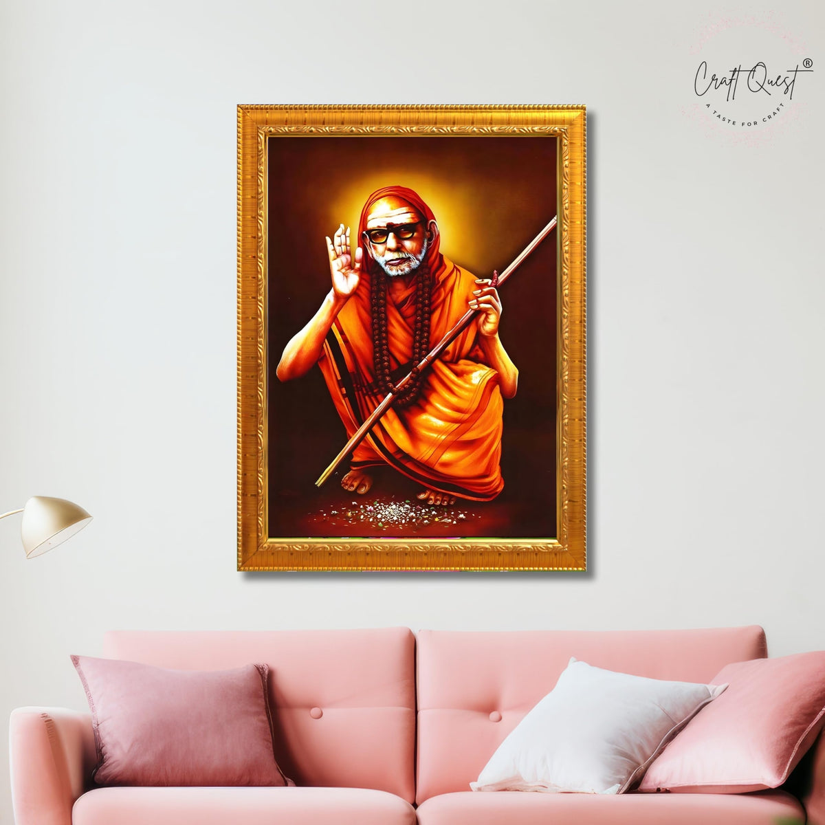 CRAFT QUEST Kanchi Maha Periyava Periyavar Periyar Kanji Wall Painting Framed|Home Décor