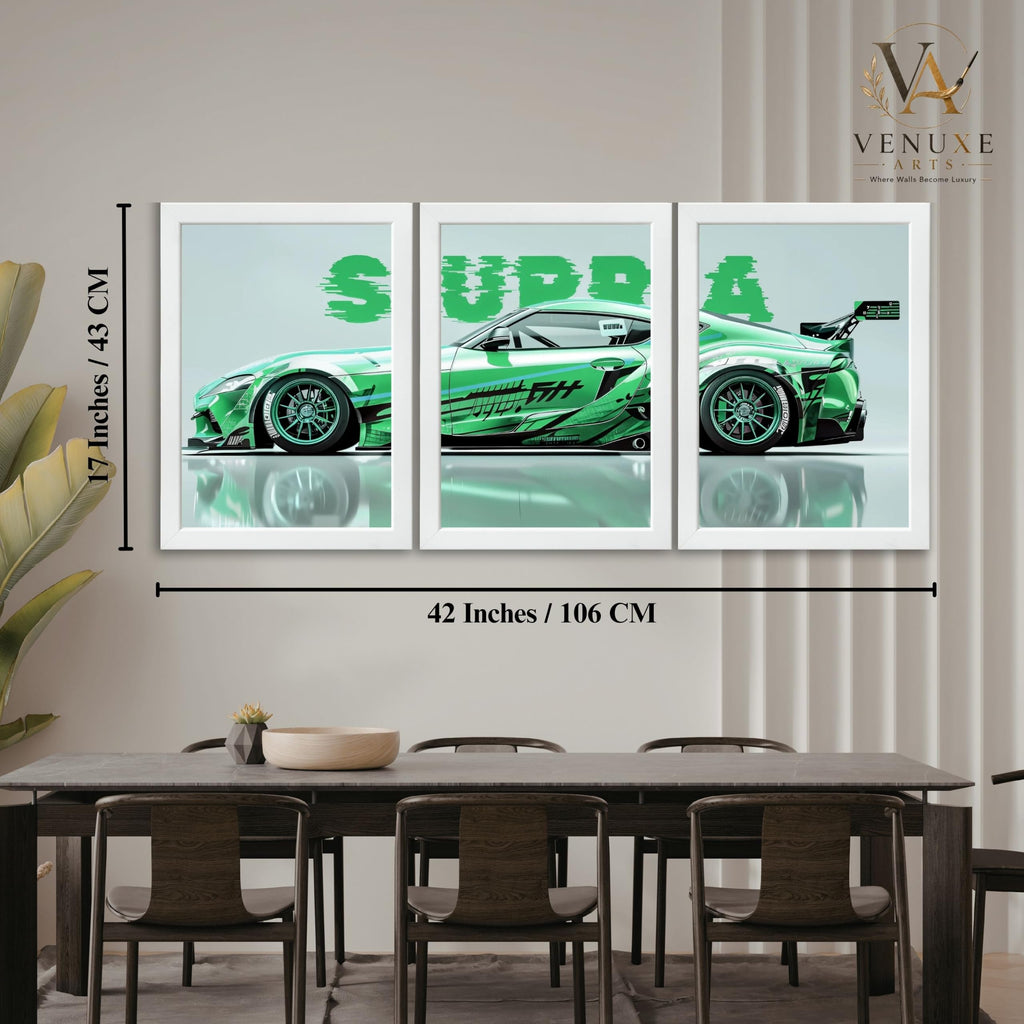 VENUXE ARTS Set Of 3 Big Sports Cars Framed Posters Gift Items for Boys Room Wall Decoration Bedroom Living Room Office Studio Décor | Car Poster Frame for Wall Décor