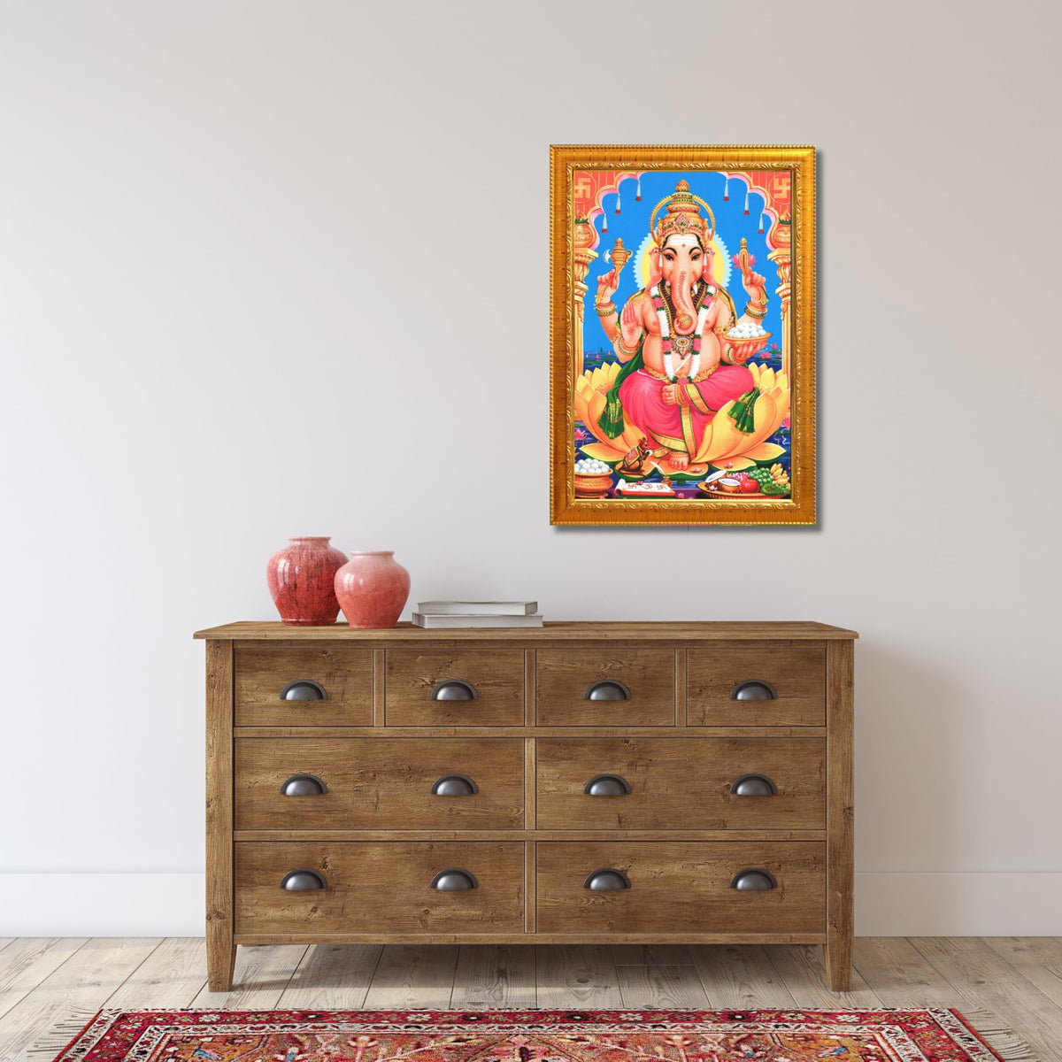 CRAFT QUEST Lord Ganpati Ganesha Wall Hanging Frame for Living Room, Bedroom, Office & Pooja Room Décor GA-212