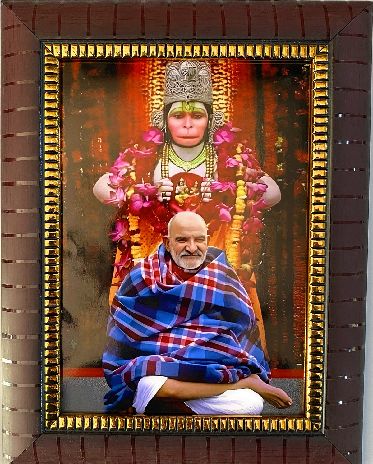 Bajaj Creations Neem Karoli Baba Religious photo frame painting | Lord Hanuman swaroop | for mandir, home and office