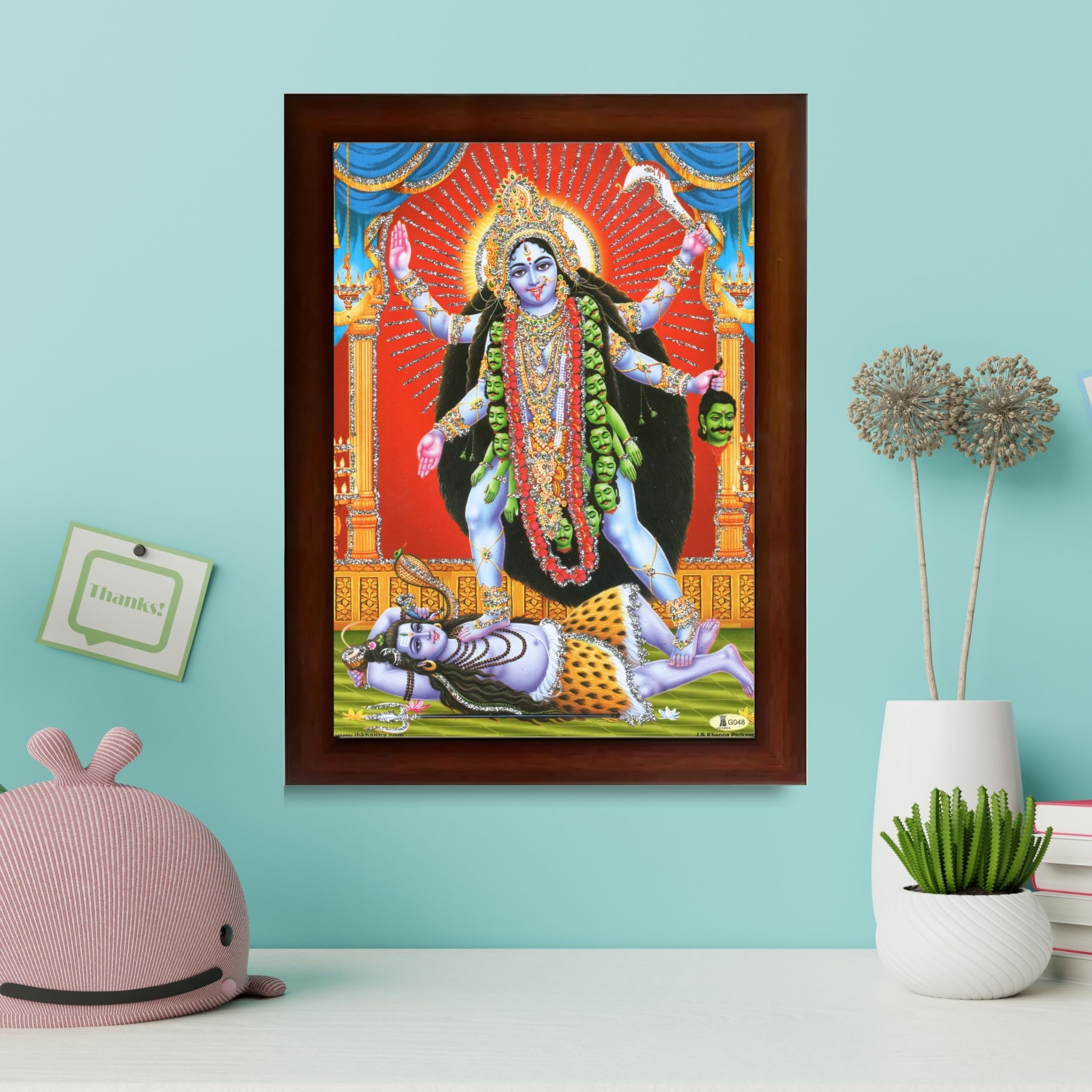 CRAFT QUEST Kali Mata photo with frame, God Religious Framed Painting With Acrylic Glass