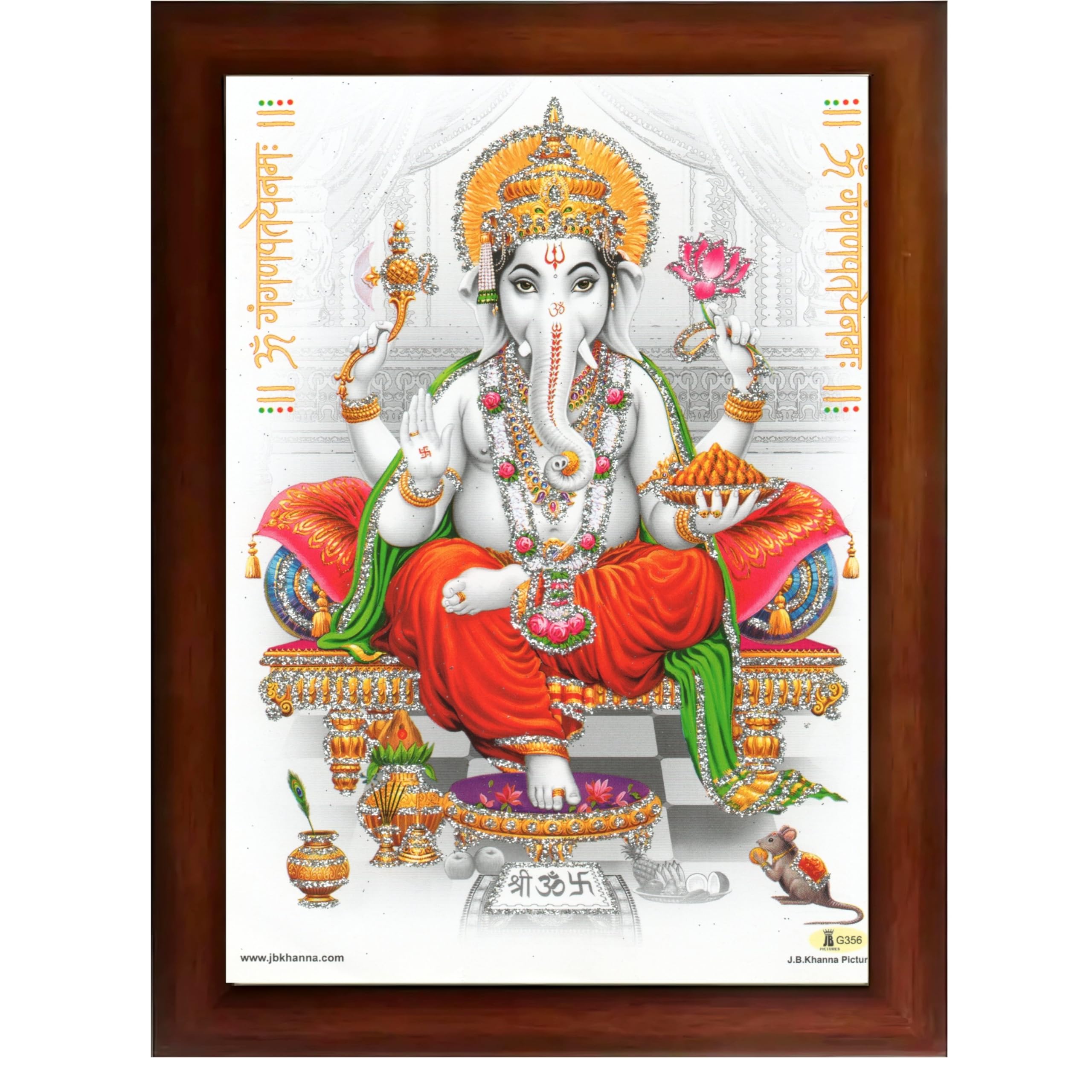 CRAFT QUEST Lord Ganpati Modern Wall Art Painting With Frame For Pooja, Home and Office Decor Item