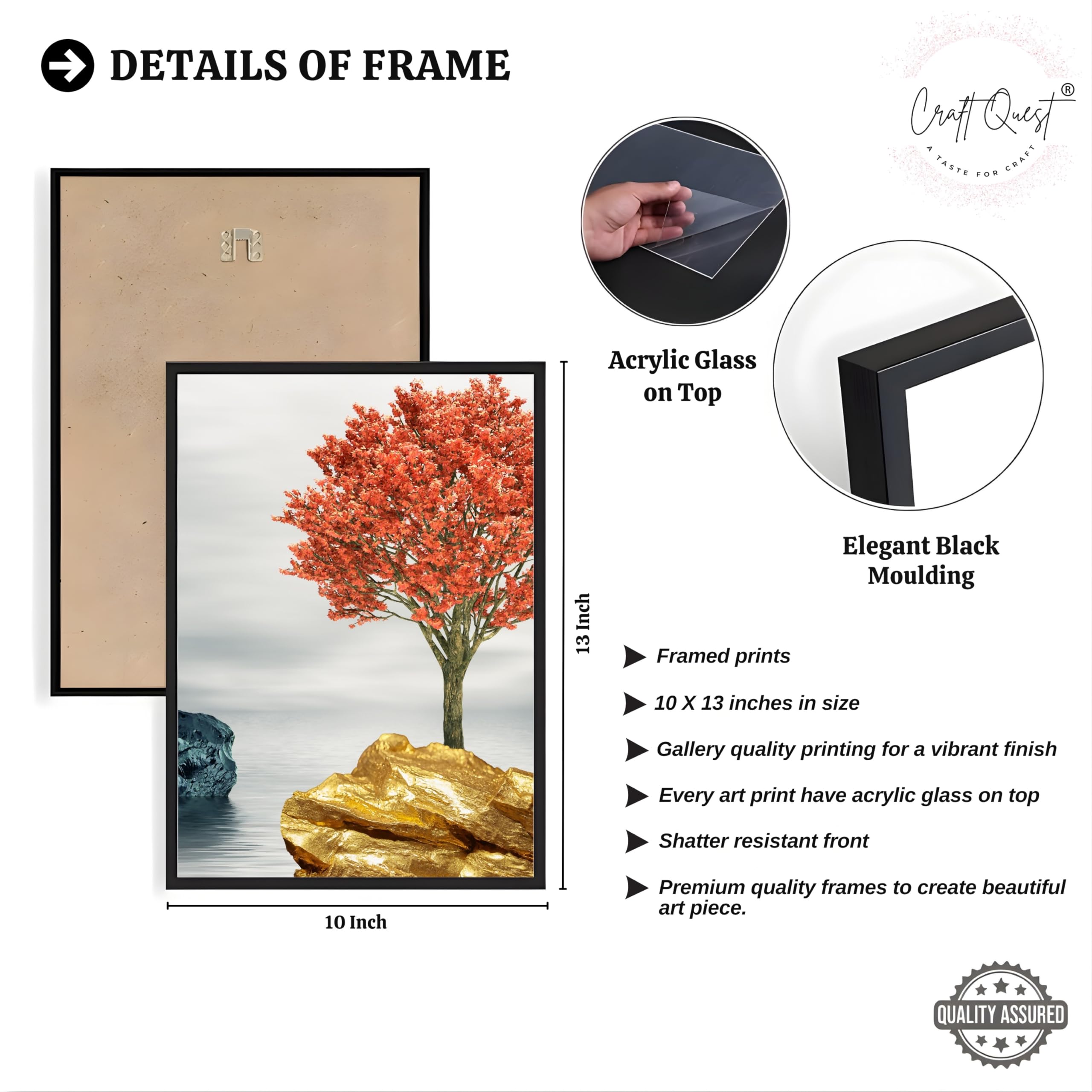 CRAFT QUEST Abstract Three Figure Modern Art | Set of 3 Frames for Home Decoration | Ideal for Living Room, Bedroom & Offices
