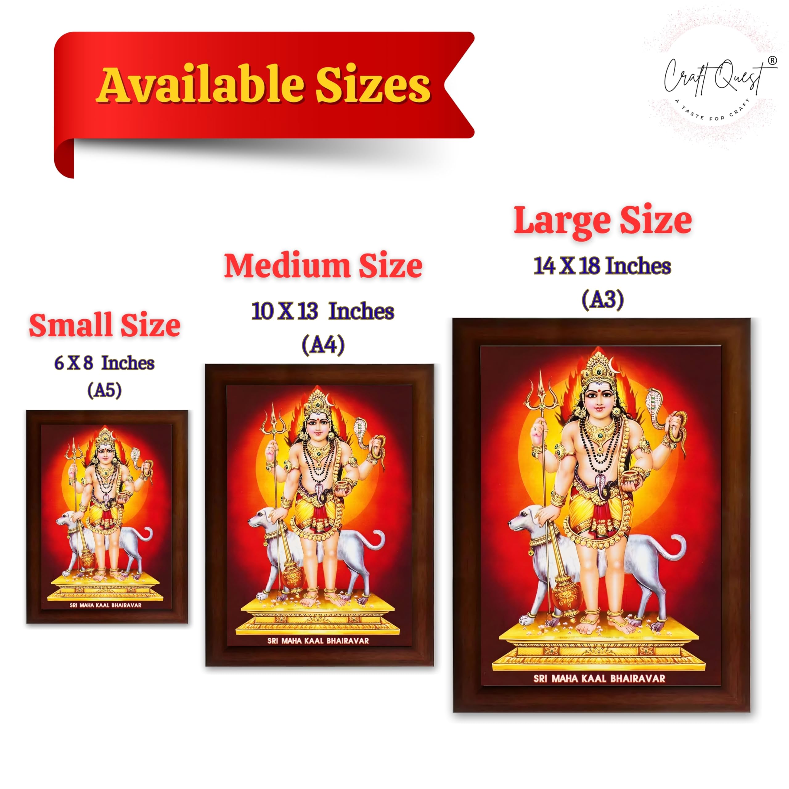 CRAFT QUEST Bhairava Kaal Bhairav Baba Bairava Photo Frame | Hindu God Spiritual Framed | Ideal for Home, Office, Temple & Puja Room, Wall Decor