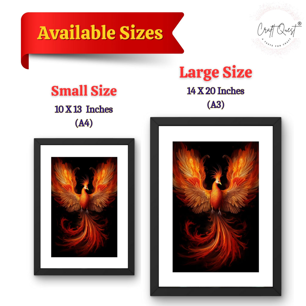 CRAFT QUEST Phoenix Bird Painting – Rising Phoenix Vastu Wall Art – Wall Decoration – Positive Energy Painting for Success, Growth & Spiritual Inspiration