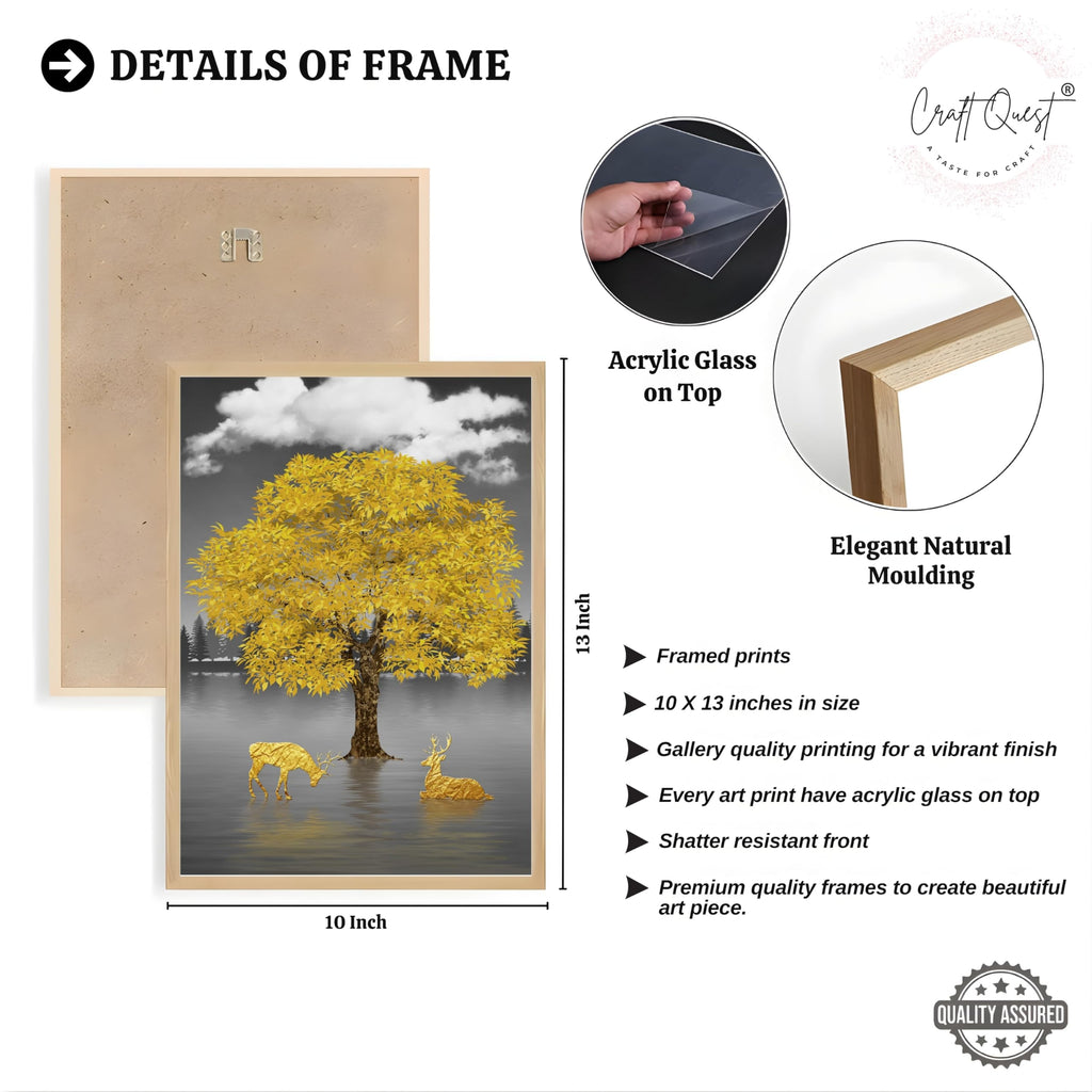 CRAFT QUEST Modern Art Geometric Landscapes Wall Art | Set of 3 Frames for Home Decoration | Ideal for Living Room, Bedroom & Offices