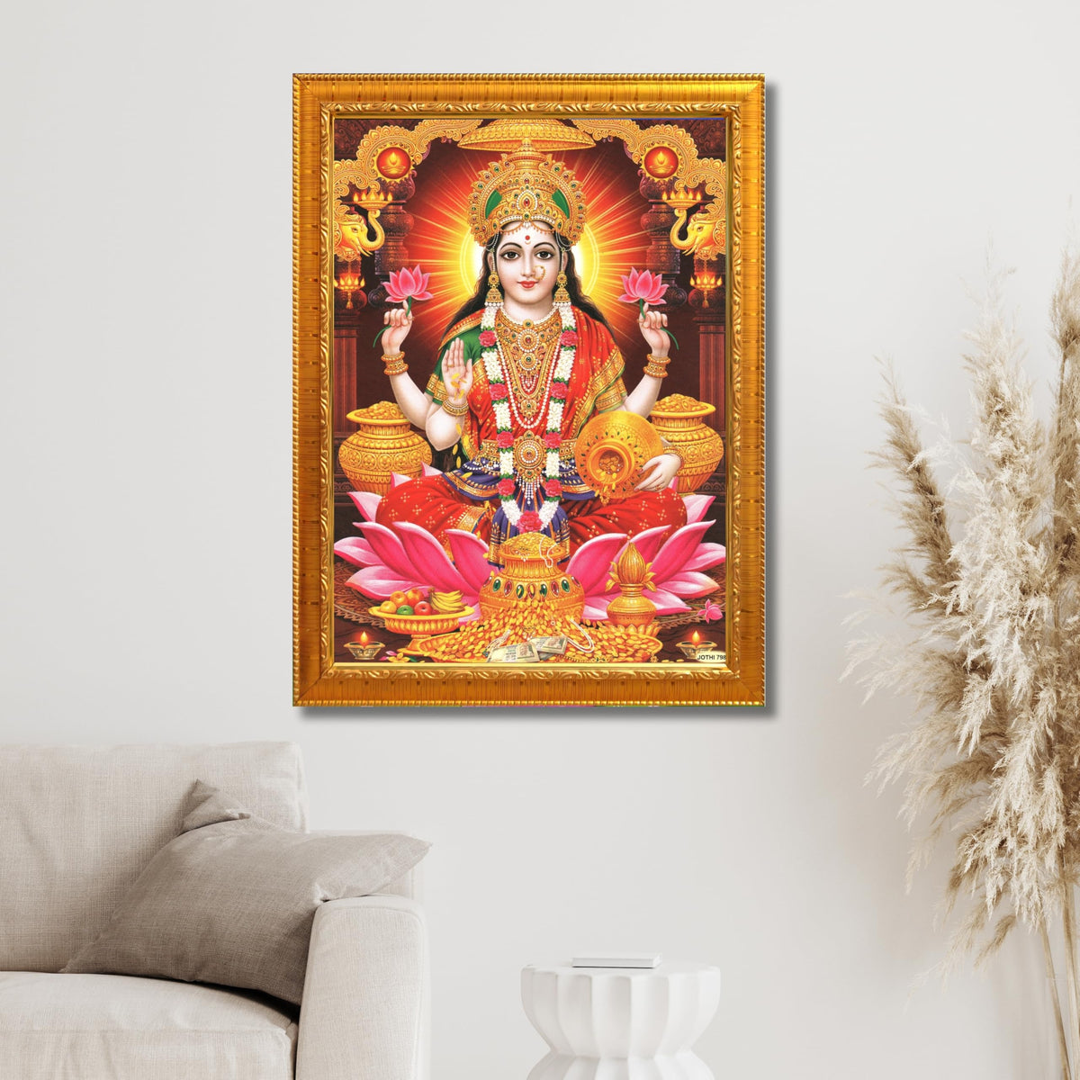 CRAFT QUEST Goddess Lakshmi Devi Dhana Vaibhav Laxmi Maa Wall Painting Frame Home Decor