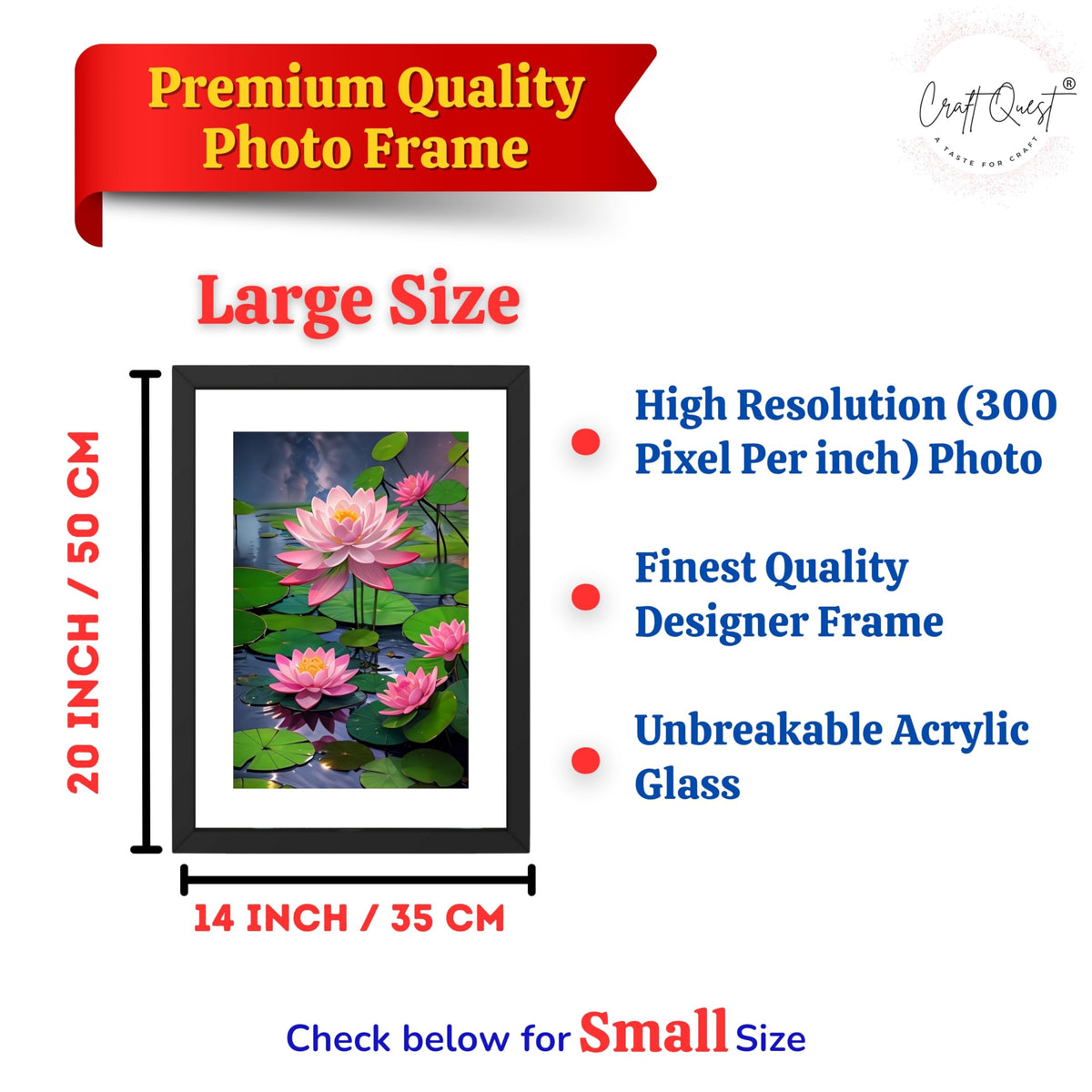 CRAFT QUEST Lotus Photo Frame Wall Vastu,Lotus Flower, Kamal Phool Painting for Vastu | Paintings for Home Decoration, Living room, and Office Décor