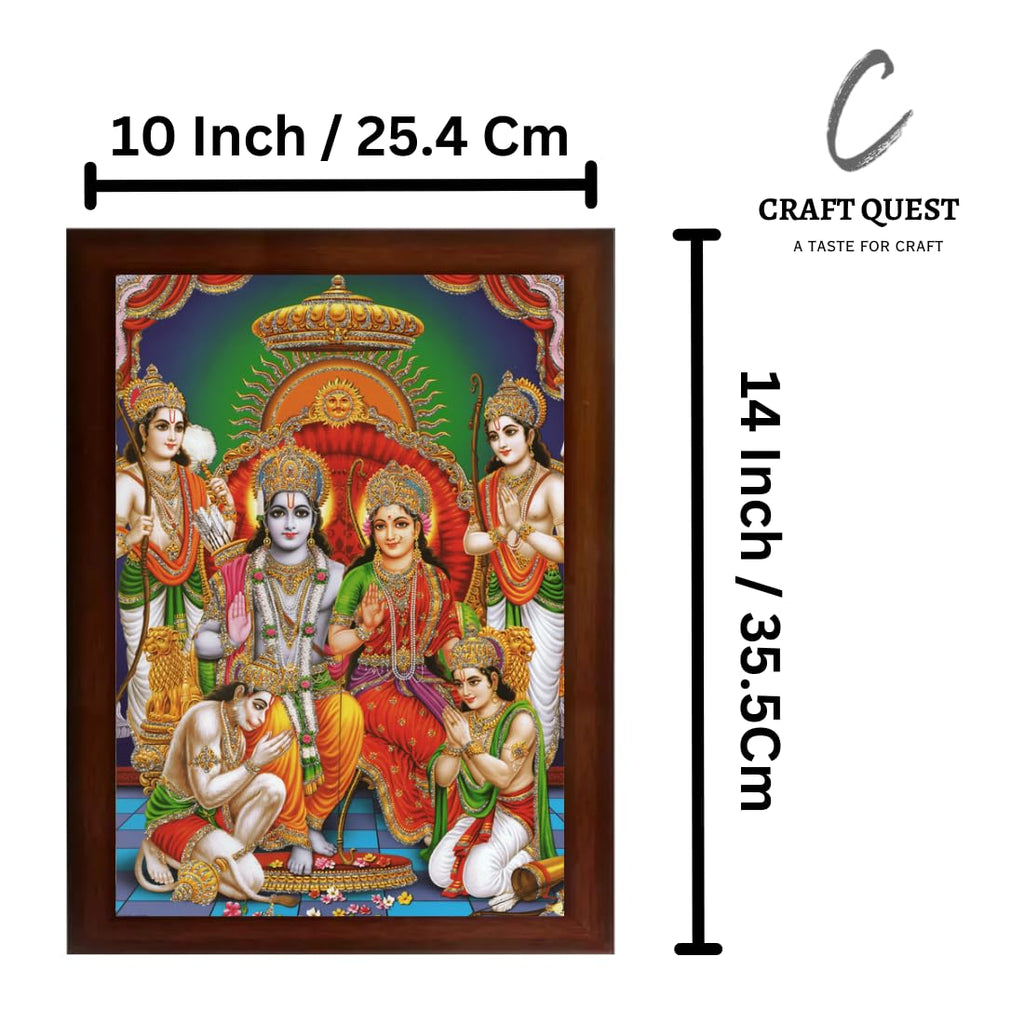 Craft Quest Ram Darbar Sparkle Coated Framed Home Decorative Gift Item Painting (14 X 10 Inches, Multicolour,Religious) RD1013-505