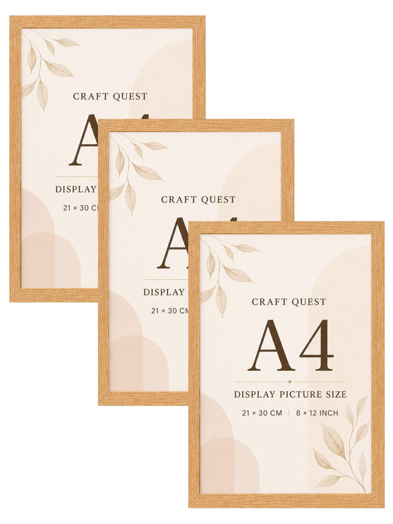CRAFT QUEST 4X6 Inch Size synthetic Wall Mount Photo frames Single For Home Decoration, Living Room, Office Decoration (Natural, Set of 1)