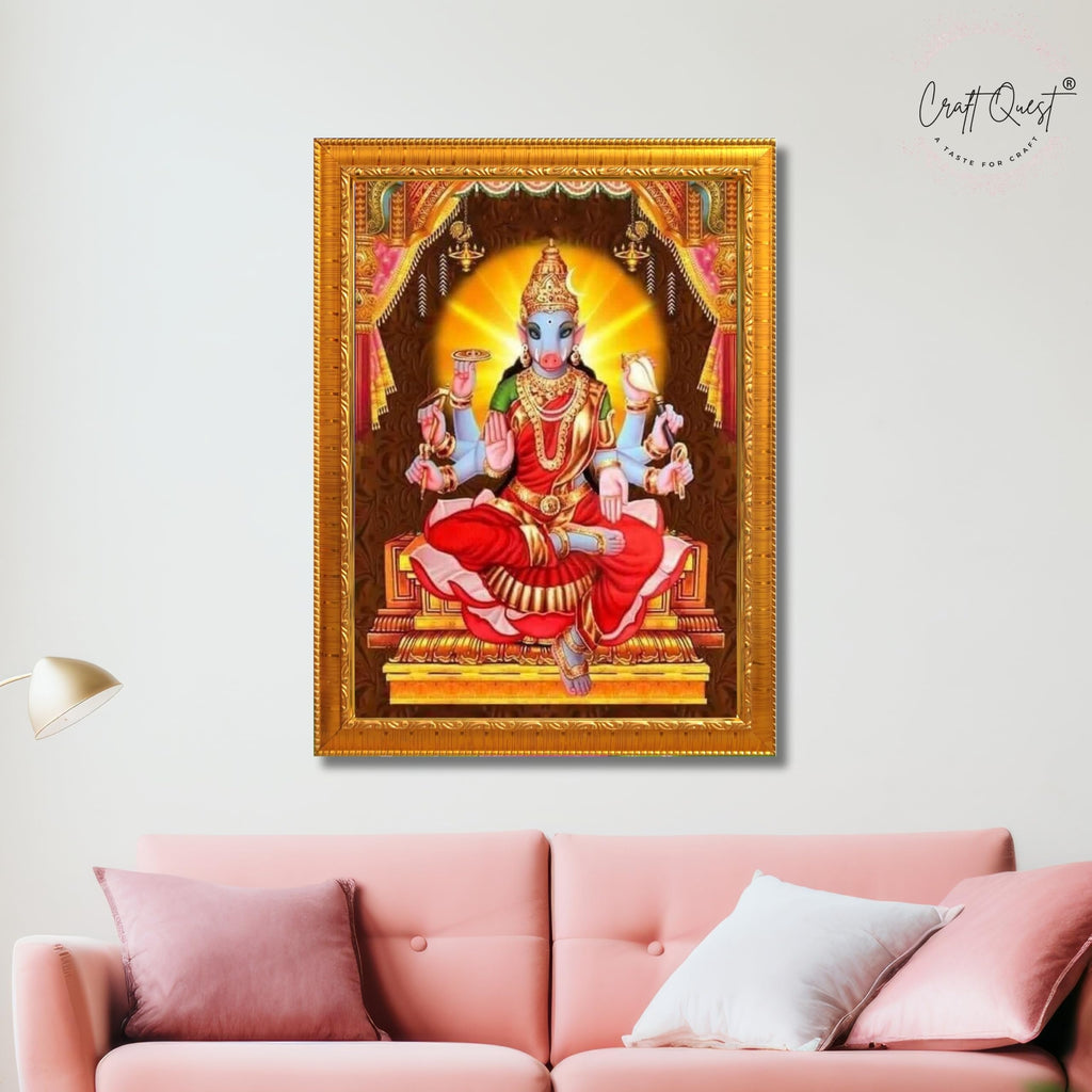 CRAFT QUEST God Varahi Amman Photo Varahi Wall Painting Photo Frame With Acrylic Glass| South Devi God Frame for Home, Office, Temple & Gifting