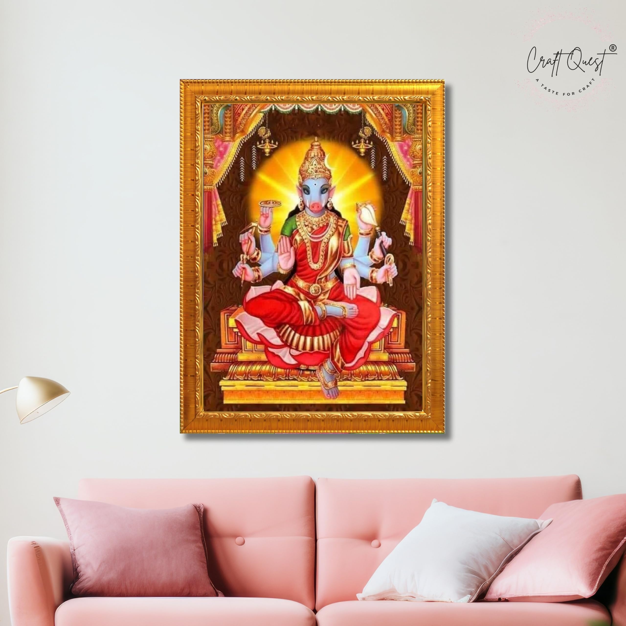 CRAFT QUEST God Varahi Amman Photo Varahi Wall Painting Photo Frame With Acrylic Glass| South Devi God Frame for Home, Office, Temple & Gifting