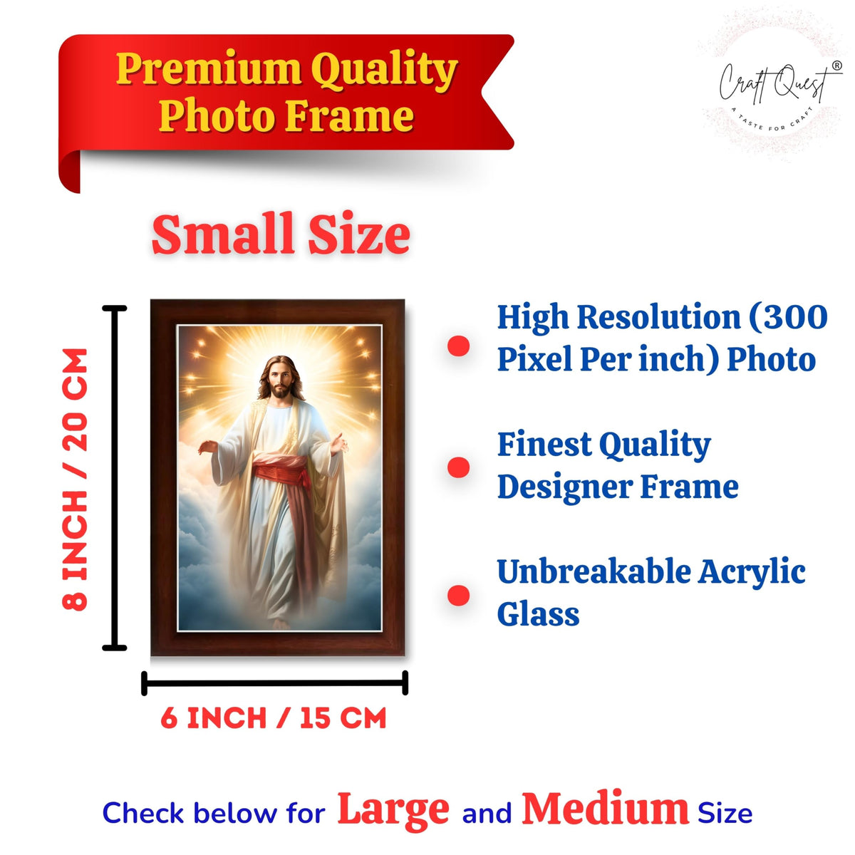 CRAFT QUEST Lord Jesus Christ Blessing Wall Artwork Wood Photo Frame Wall Hanging Gift Item