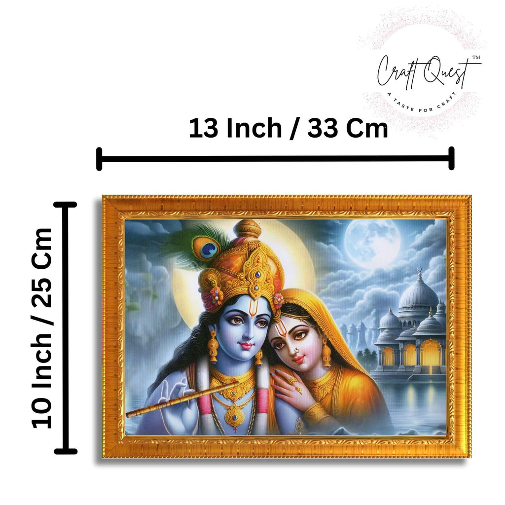 CRAFT QUEST Radha Krishna Art Photo Framed Painting for Home and Bedroom Wall Decoration of Size 14X10 Inches with Frame And Acrylic Glass