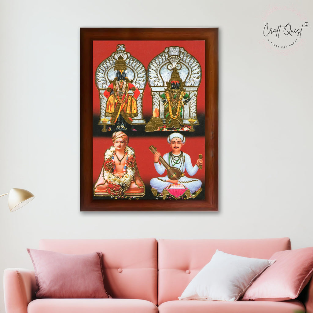 CRAFT QUEST Lord Shri Vitthal Rukmini Photo Frame with Acrylic Sheet Wall Hanging/Gift/Temple/puja Room/Home Decor Frame Item