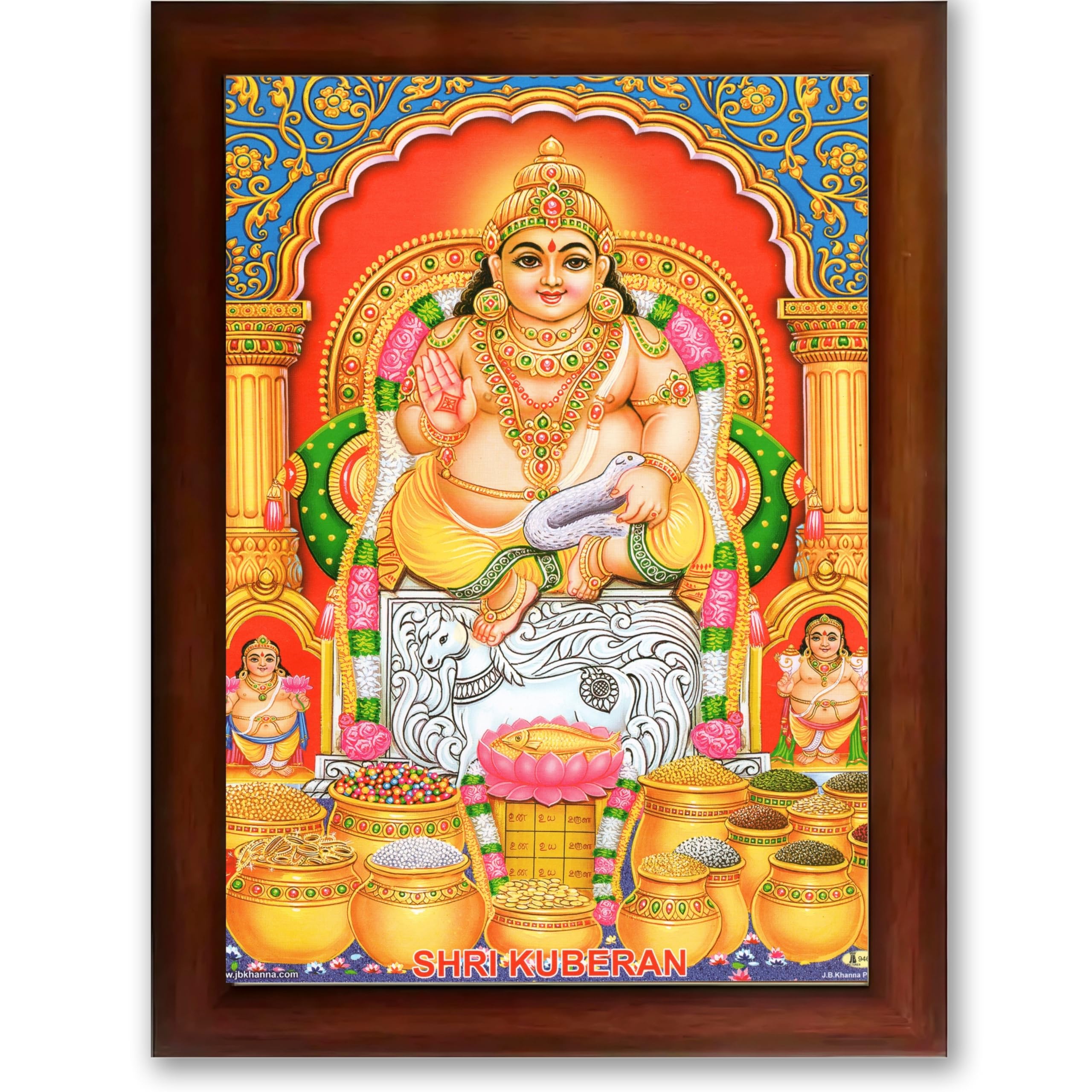 CRAFT QUEST Lord Kubera Swamy Bhagwan Kuber Kubera Wall Painting Framed, Religious Photo Frame, Home Decoration Item