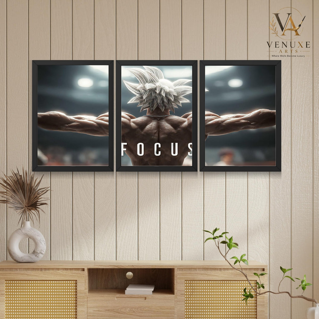 VENUXE ARTS Set Of 3 Anime Characters Wall Framed |Anime Characters Framed Poster for Living Room Bedroom Gaming Room Studio Wall Decor