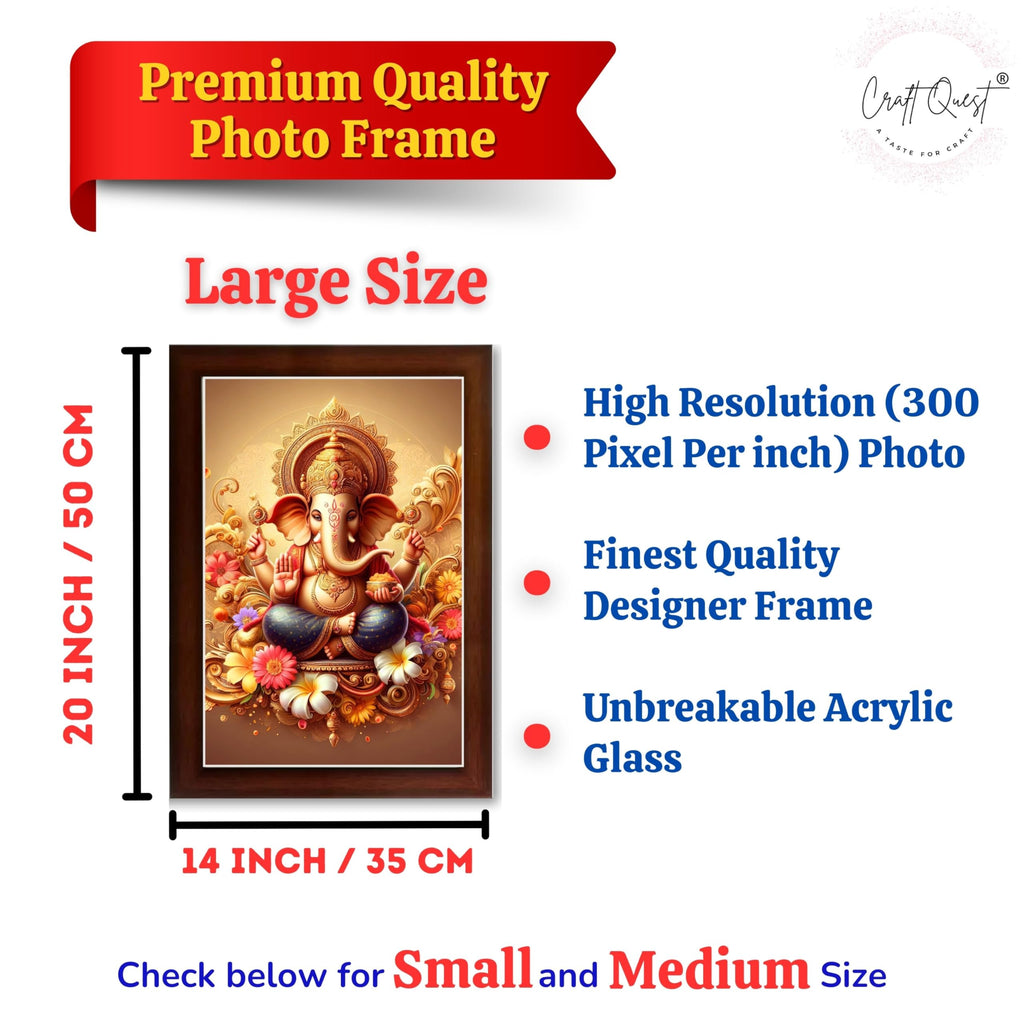 CRAFT QUEST Ganesh Ganesha Art Framed Painting Ready to Hang and Wall Home Decor