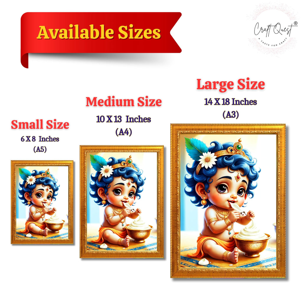 CRAFT QUEST Bal Gopal Painting Kanha Ji Poster | Walls Home Bedroom Living Room Decoration Gift.