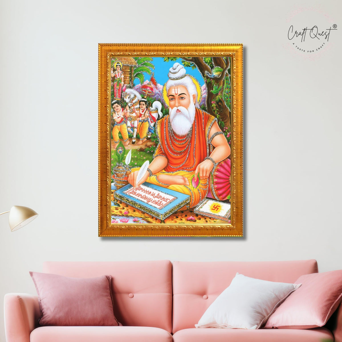 CRAFT QUEST Maharishi Valmiki Photo frame | Acrylic, Lightweight | Hindu God Spiritual Framed | Ideal for Home, Office, Temple & Puja Room, Wall Decor