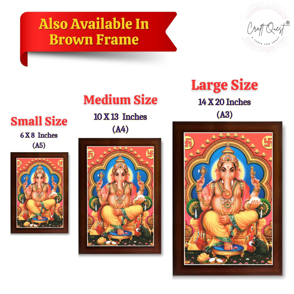 CRAFT QUEST Lord Ganpati Modern Wall Art Painting With Frame, Home and Office Decor